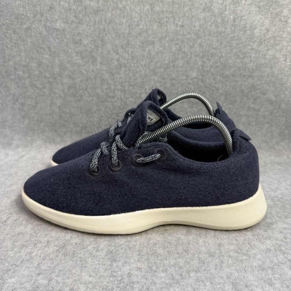 Allbirds Shoes Womens 8 Wool Runner WR Navy Blue White‎ Low Top Casual Sneakers